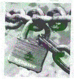 3 Tone photo of a Master lock and chain